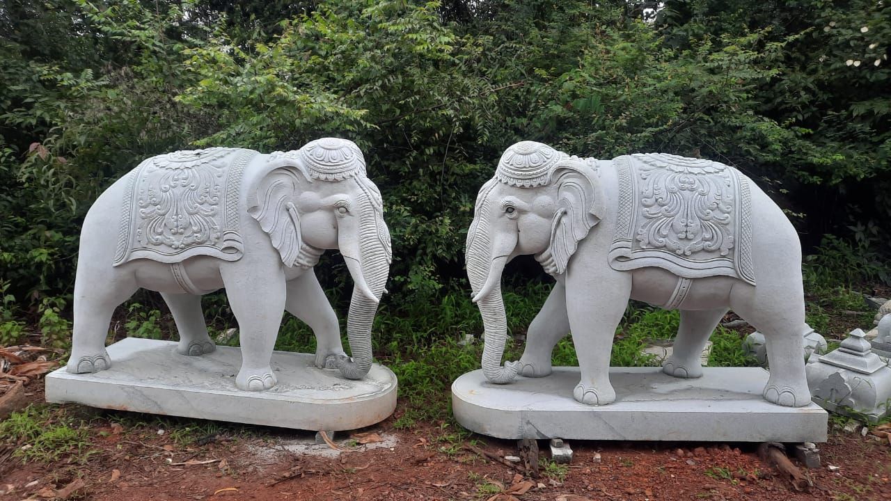 Finished carved stone pavilion