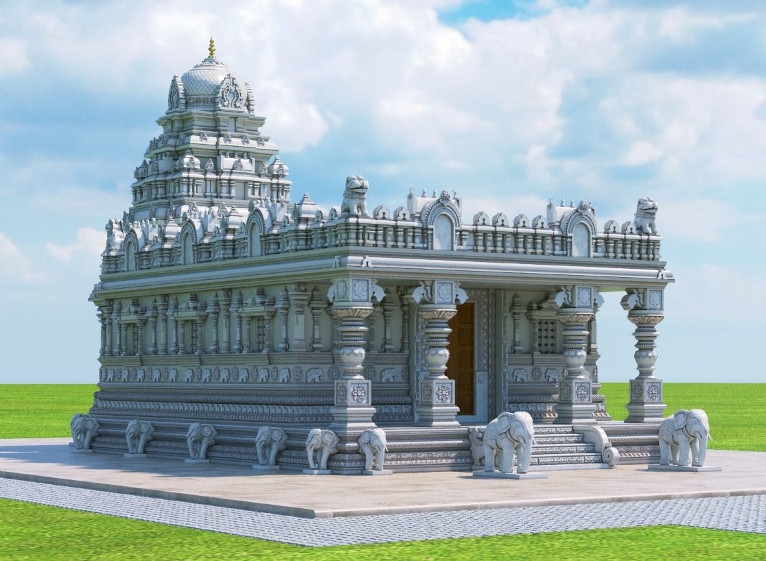 Carved stone temple entry structure