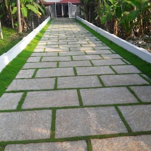 Parking stone paving in a residential courtyard